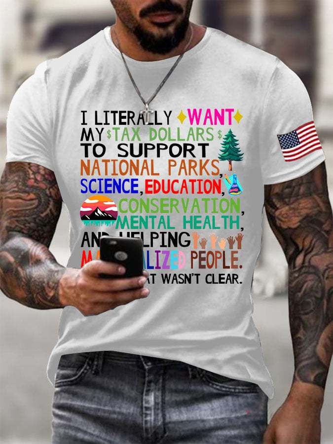 Men's Support National Parks Printed Round Neck T-Shirt