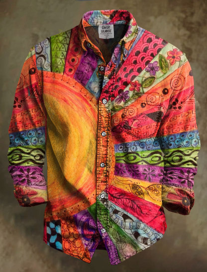 Vintage Sun Inspirtion Art Print 100% Cotton Long Sleeve Shirt
