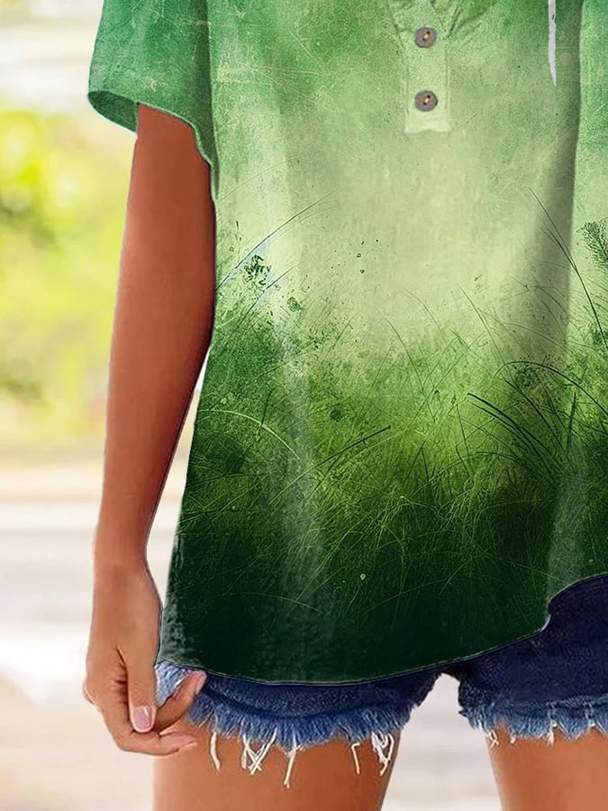 Women's Casual Green Natural Faith Cotton And Linen Shirt