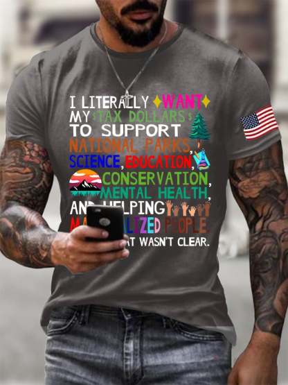 Men's Support National Parks Printed Round Neck T-Shirt