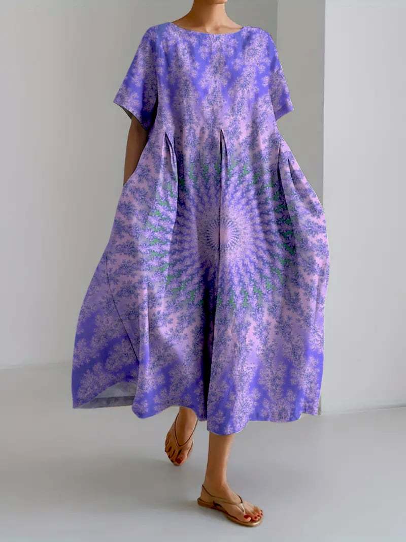 Women's Casual Retro Lotus Art Dress