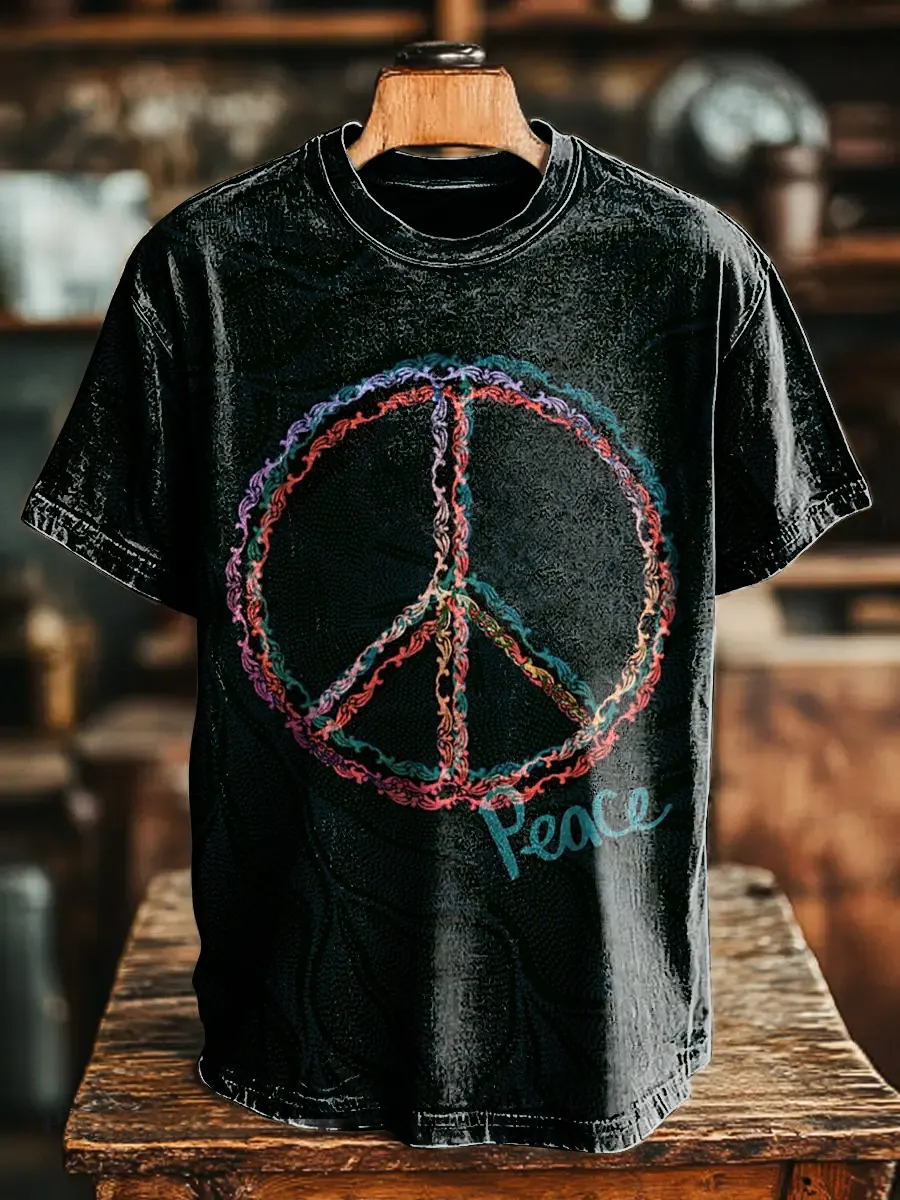 Ethnicity Geometry Totem Hippie Unisex Vintage Art Print Casual T-shirt