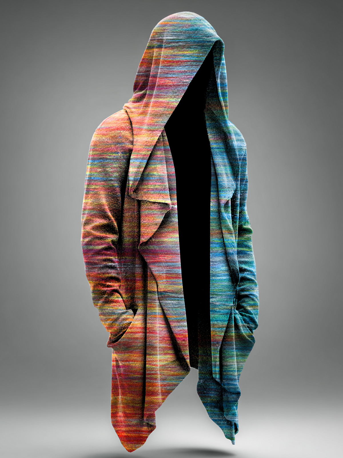 Vintage Abstract Gradient Art Print Casual Hoodie Cardigan