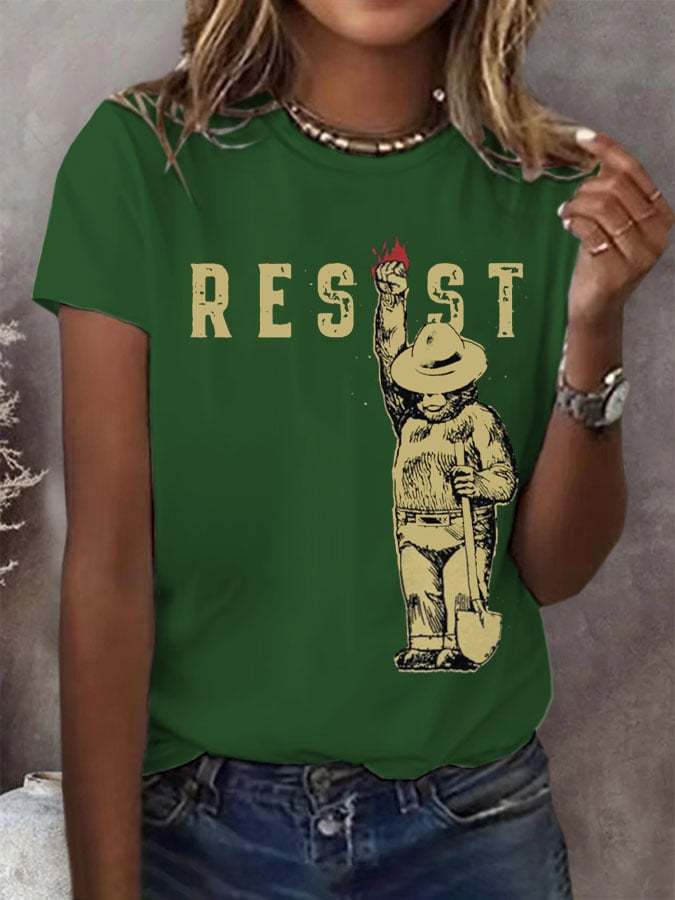 Women's Protect Our National Parks Print Round Neck T-Shirt