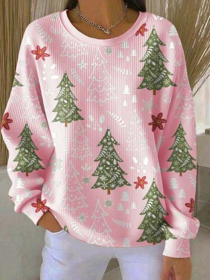 Women's Casual Leopard Print Santa Claus Sweatshirt