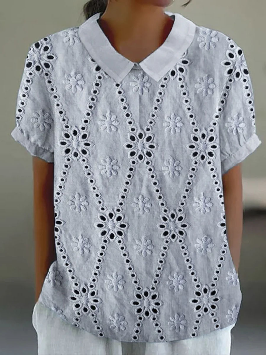 Women's Vintage Ethnic Pattern Art Print Casual Cotton And Linen Shirt