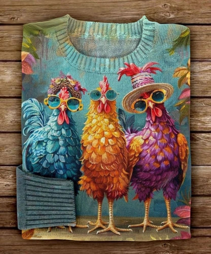 Bestie Funng Chicken Art Print Casual Short Sleeve T-shirt