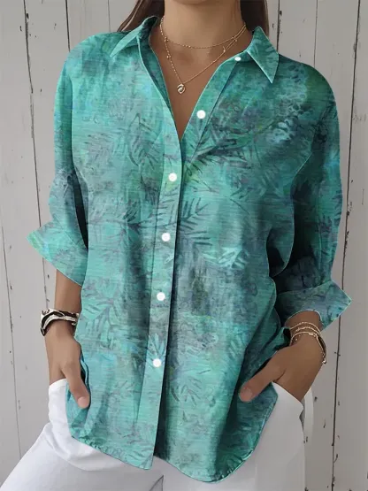 Women'S Pine Needle Printing Lapel Shirt