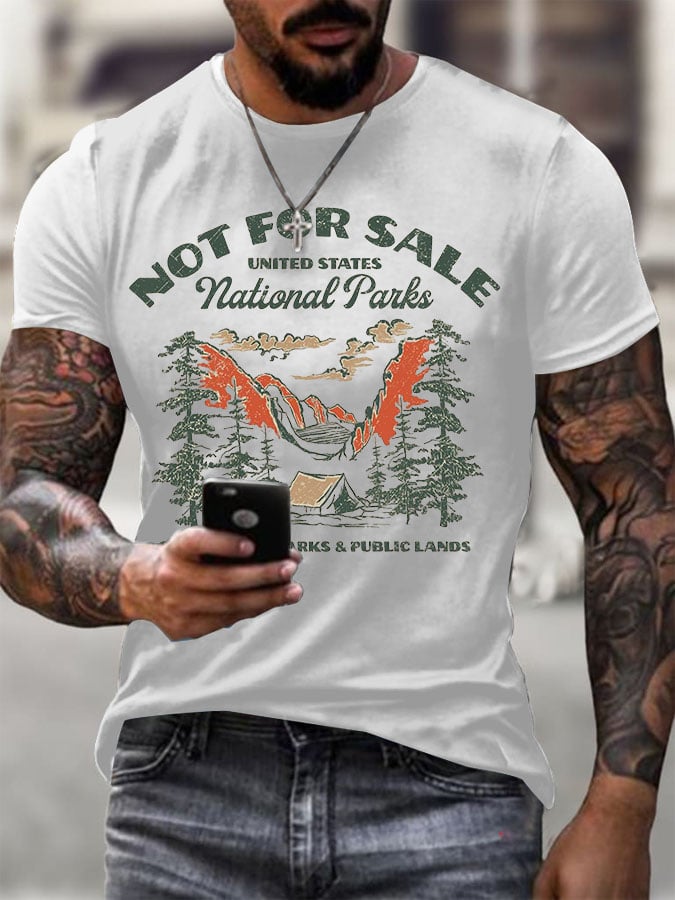 Men's Support National Parks Printed Round Neck T-Shirt