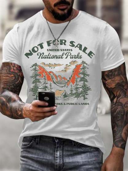 Men's Support National Parks Printed Round Neck T-Shirt