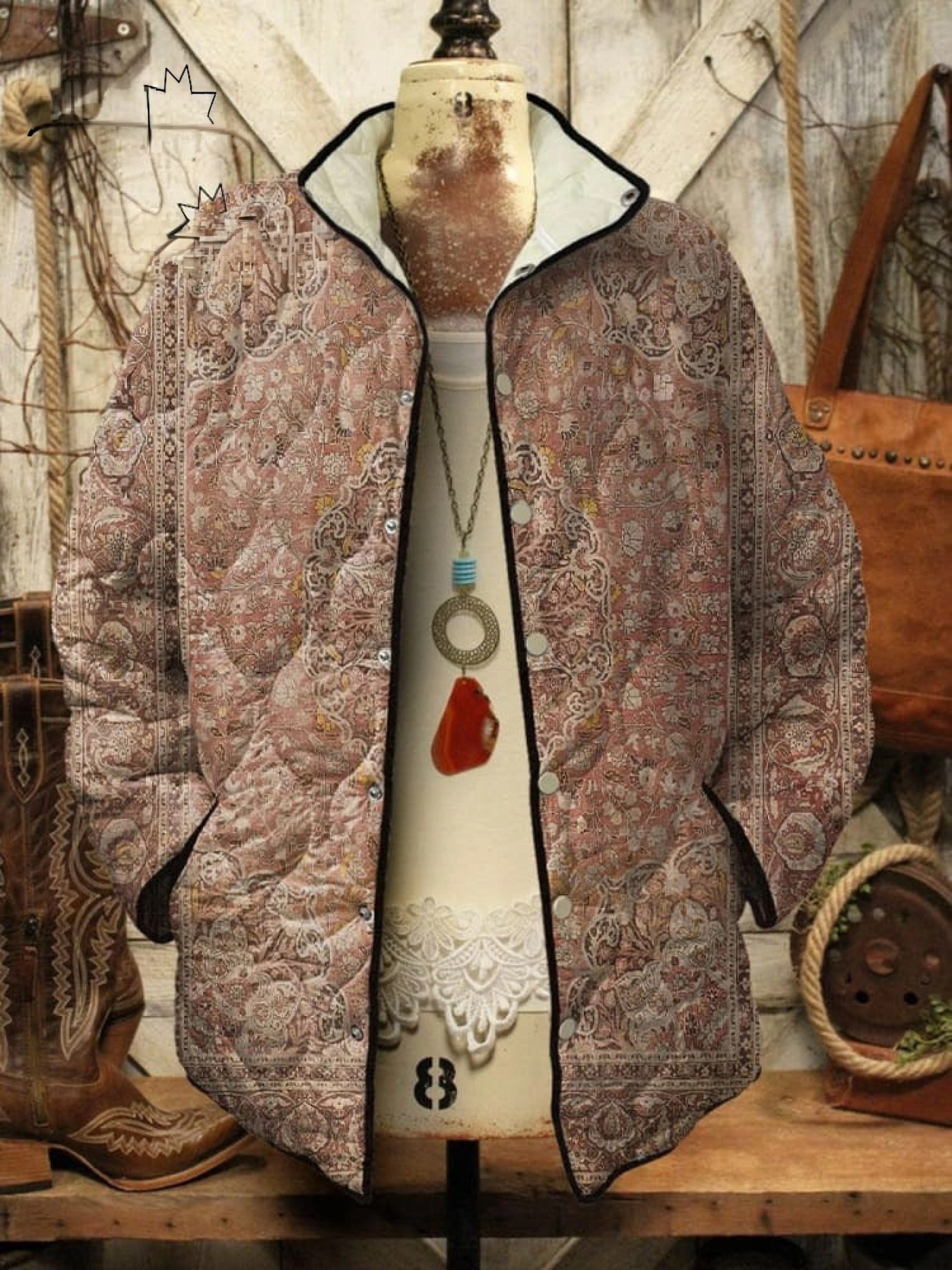 Women's Vintage Art Print Casual Long Sleeve Comfortable Cotton Shirt