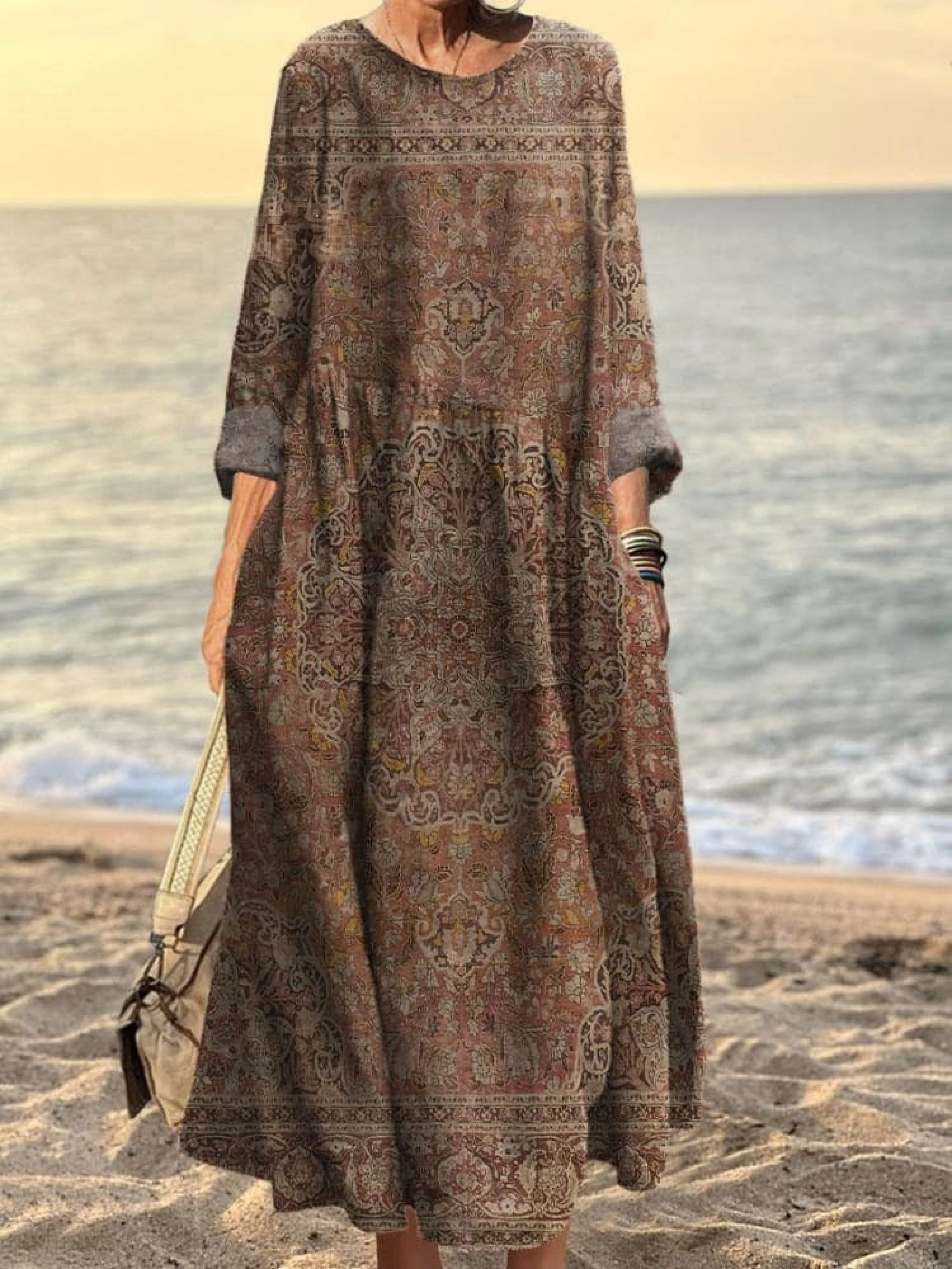 Women's Vintage Art Print Casual Long Sleeve Comfortable Cotton Shirt