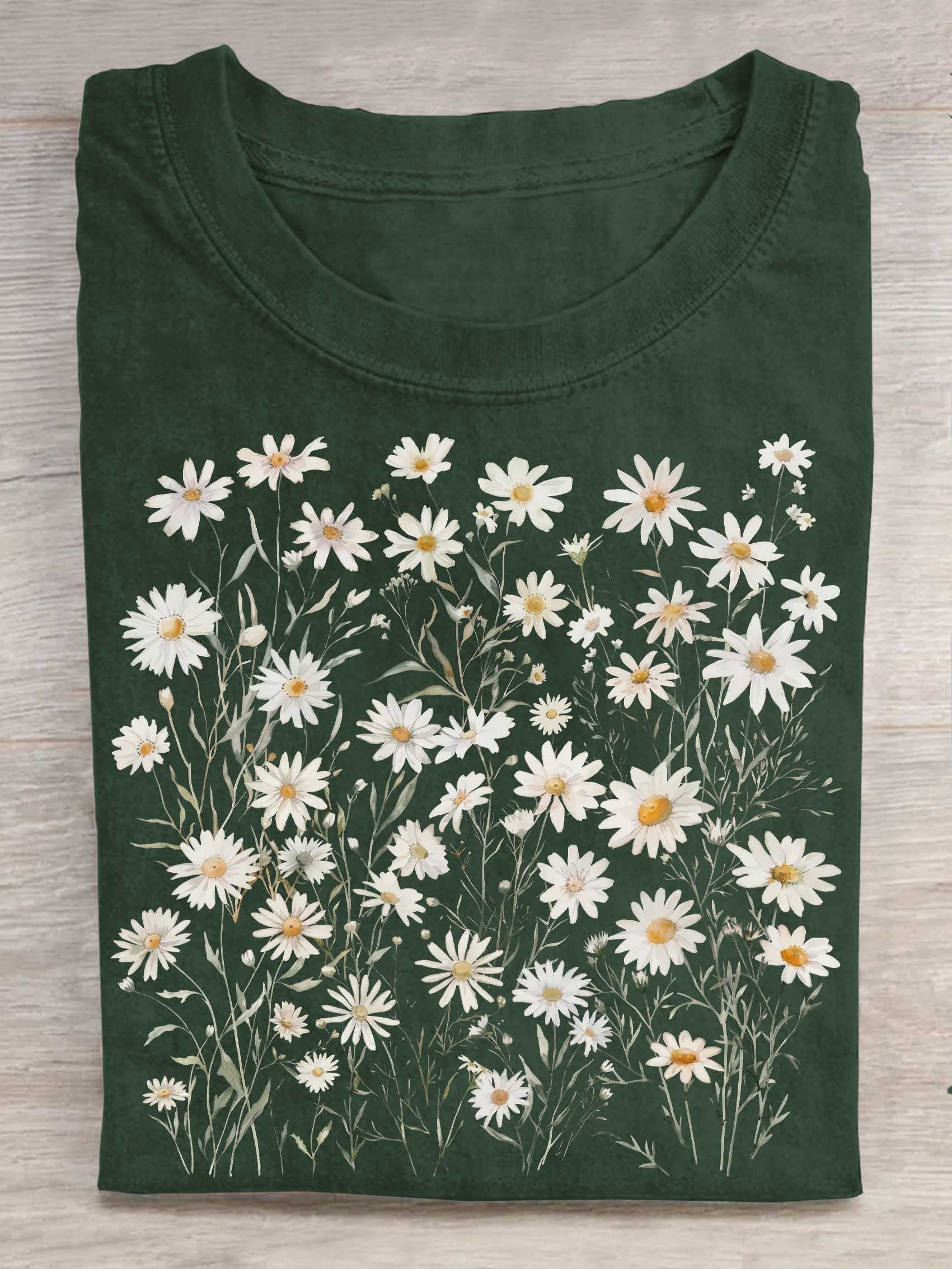Daisy Flower Wildflowers Cottagecore Floral Nature Aesthetic Print T-shirt