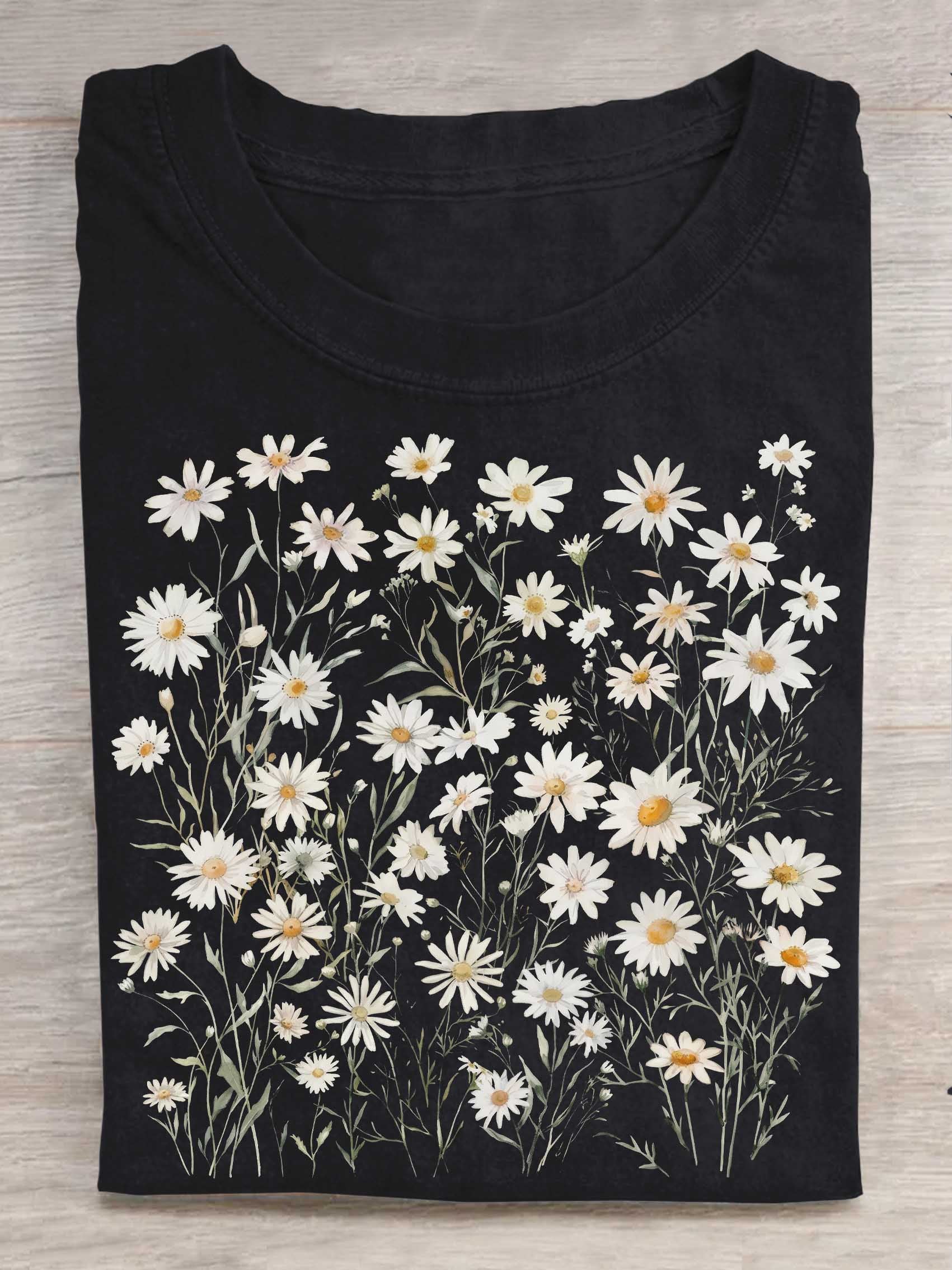 Daisy Flower Wildflowers Cottagecore Floral Nature Aesthetic Print T-shirt