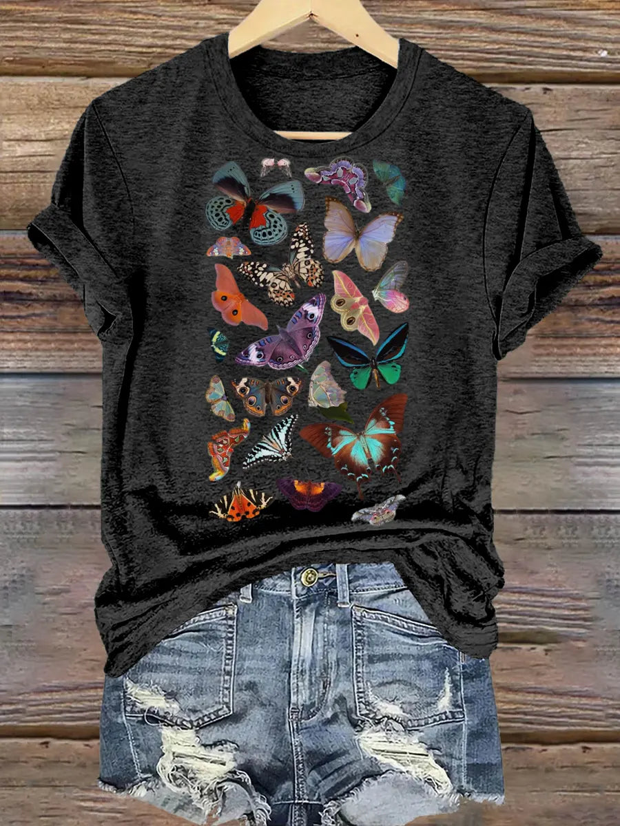 Butterfly Art Print Casual Cotton Shirt