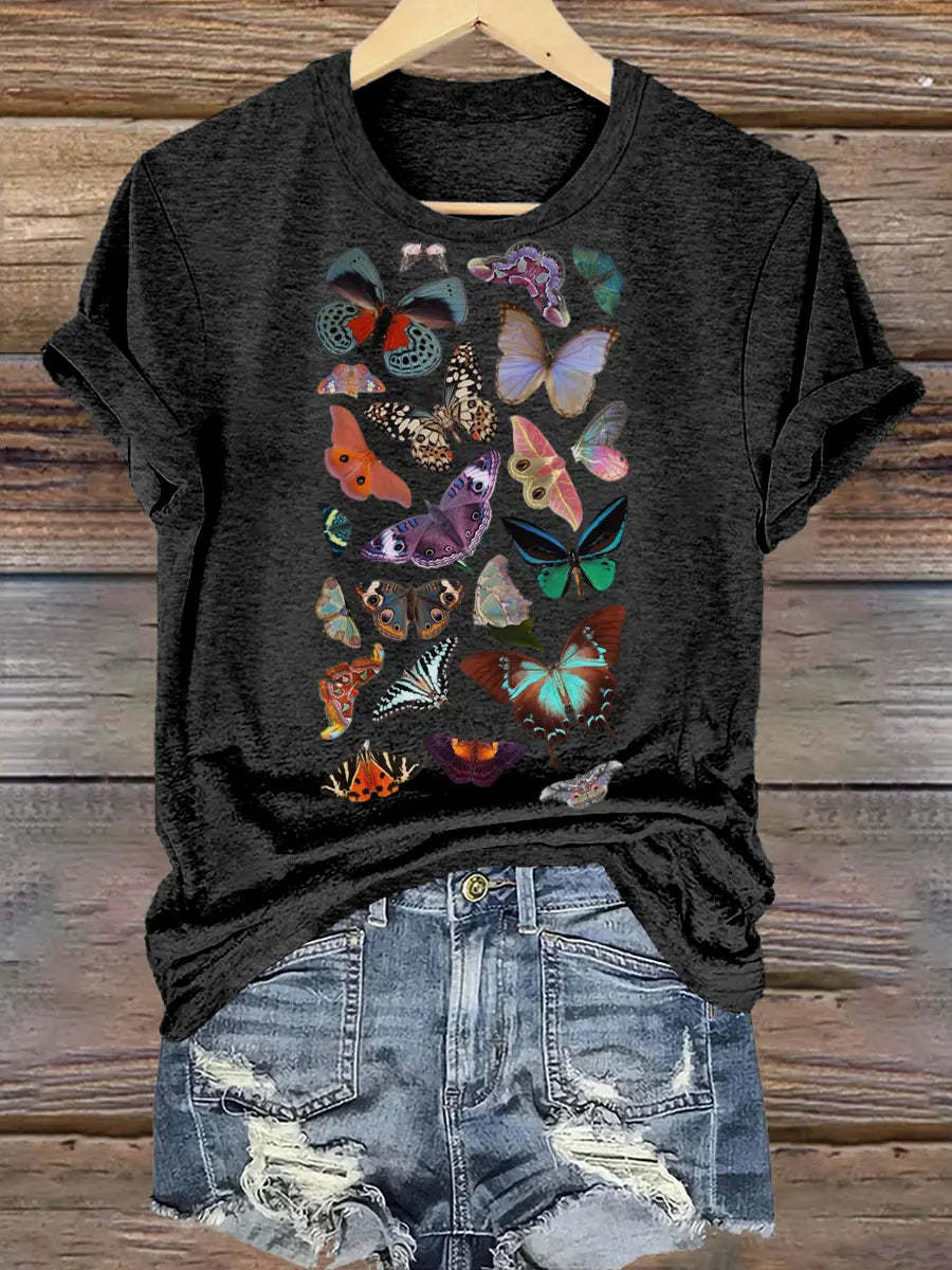 Butterfly Art Print Casual Cotton Shirt