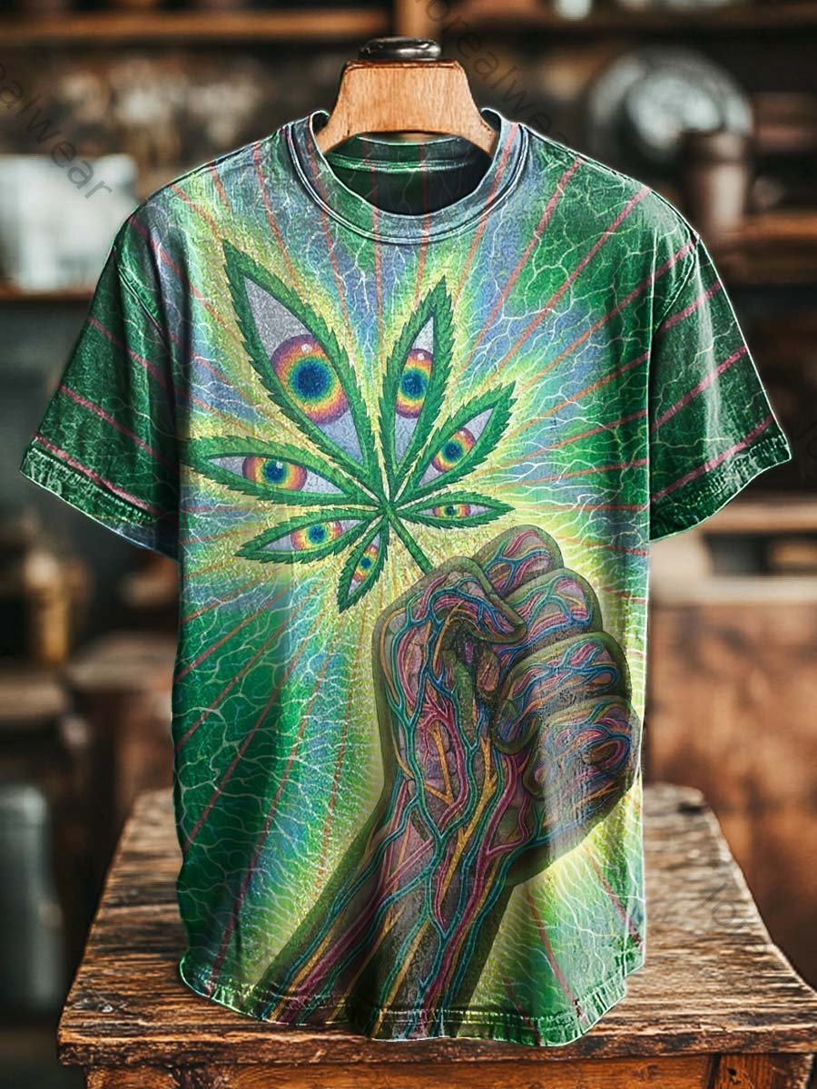Cool cannabis leaf print casual short-sleeved T-shirt