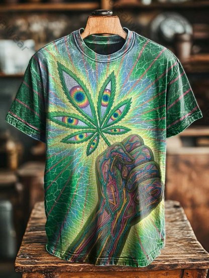 Cool cannabis leaf print casual short-sleeved T-shirt