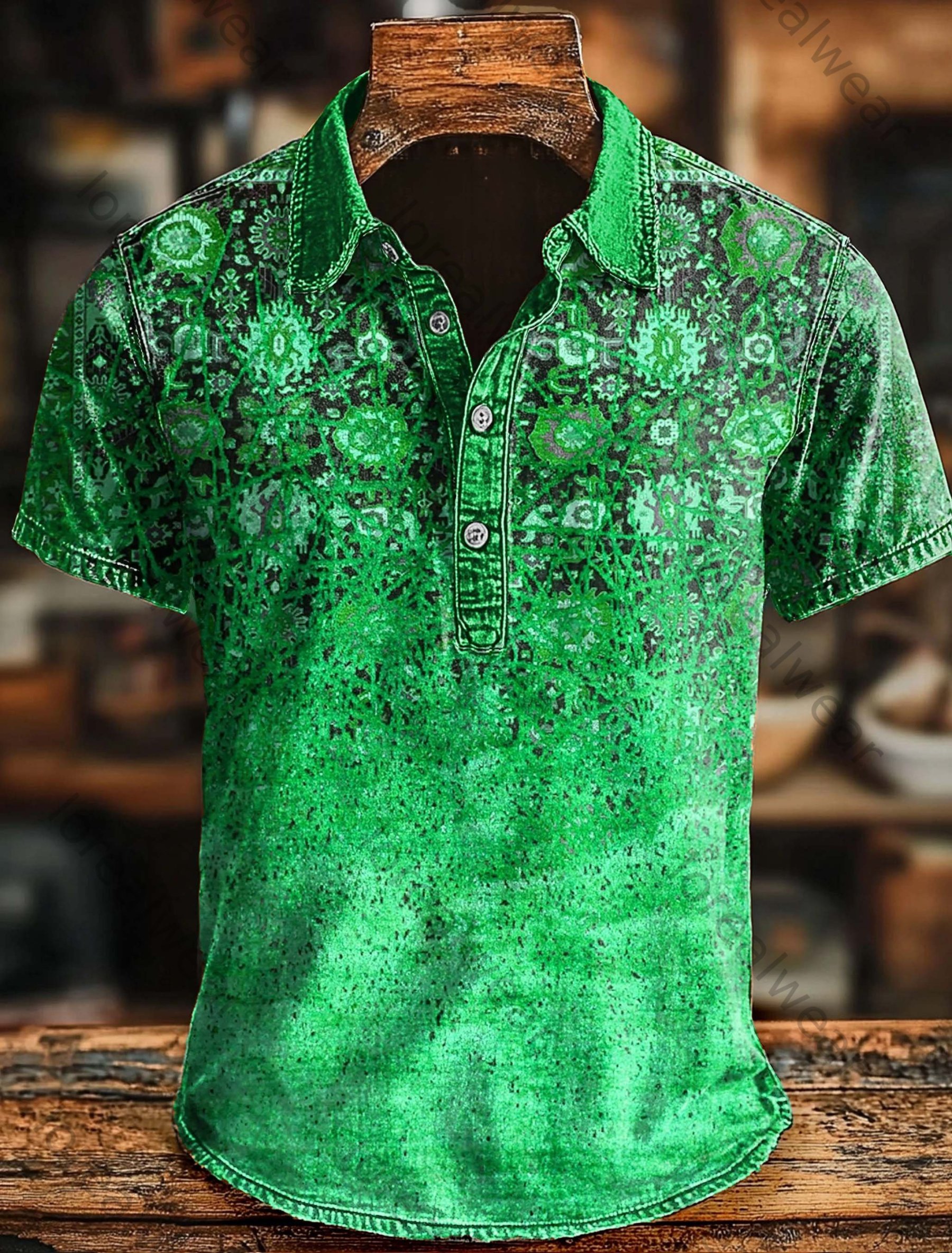 Retro Ethnic Art Print Casaul Short SLeeve Polo Shirt