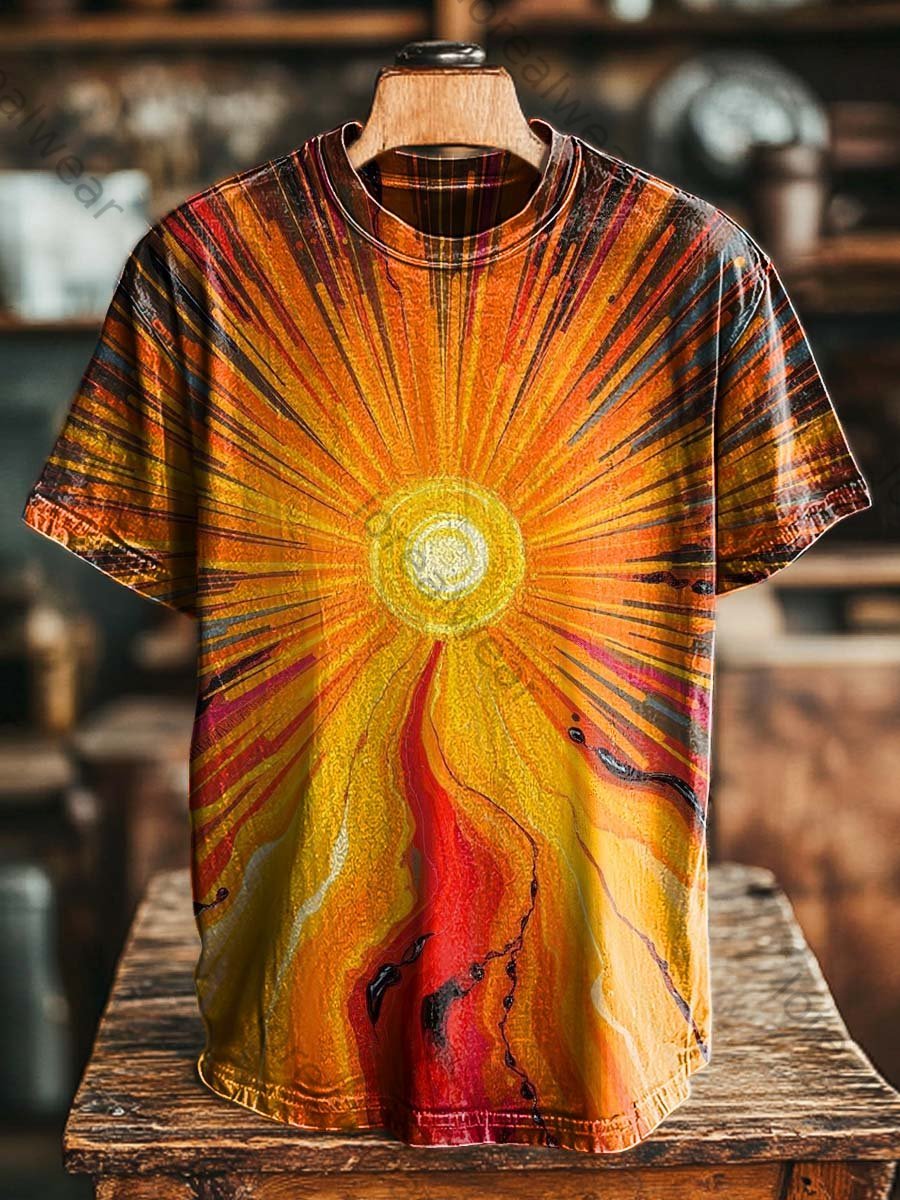 Solar Radiation Lava Print Casual Short-Sleeve T-Shirt
