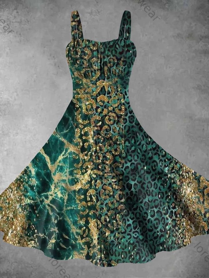 Women's Marble Leopard Patchwork Abstract Print Irregular Top