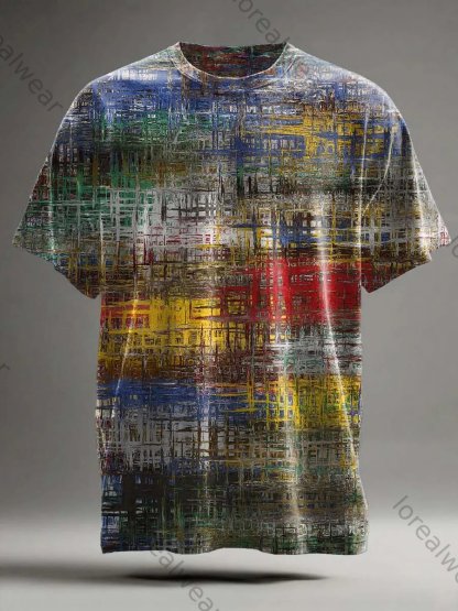 Abstract Colored Glass Print Casual Long-Sleeve Shirt
