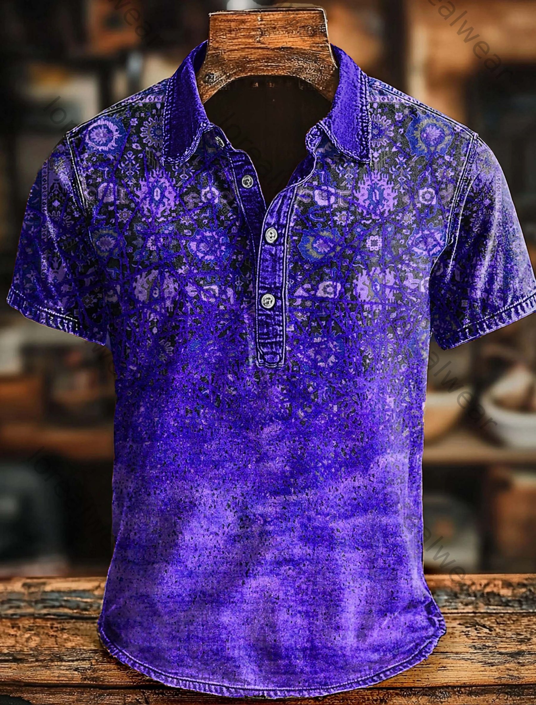 Retro Ethnic Art Print Casaul Short SLeeve Polo Shirt
