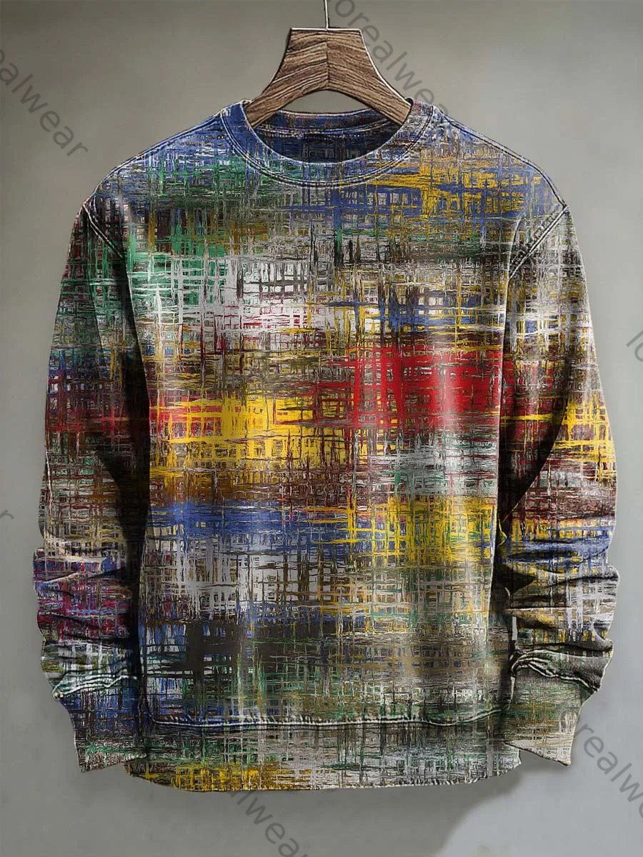 Abstract Colored Glass Print Casual Long-Sleeve Shirt