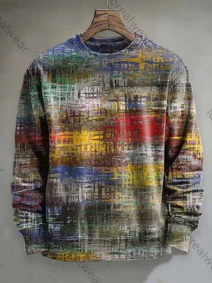 Abstract Colored Glass Print Casual Long-Sleeve Shirt