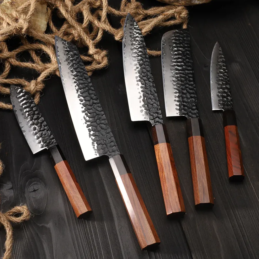 🔪Set de cuțite de bucătar din 5 piese din oțel AUS-10 forjat cu grijă