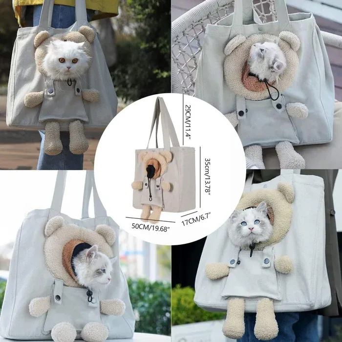 🔥Promoção com 49% de desconto🔥HD Bolsa de ombro para cães e gatos Bolsa de mão para transporte de gatos ao ar livre em forma de urso fofo, suprimentos portáteis para animais de estimação