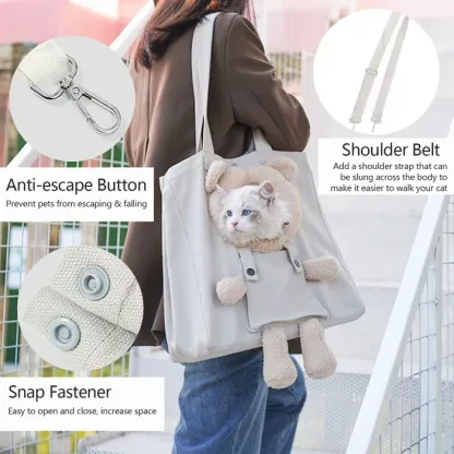 🔥Promoção com 49% de desconto🔥HD Bolsa de ombro para cães e gatos Bolsa de mão para transporte de gatos ao ar livre em forma de urso fofo, suprimentos portáteis para animais de estimação