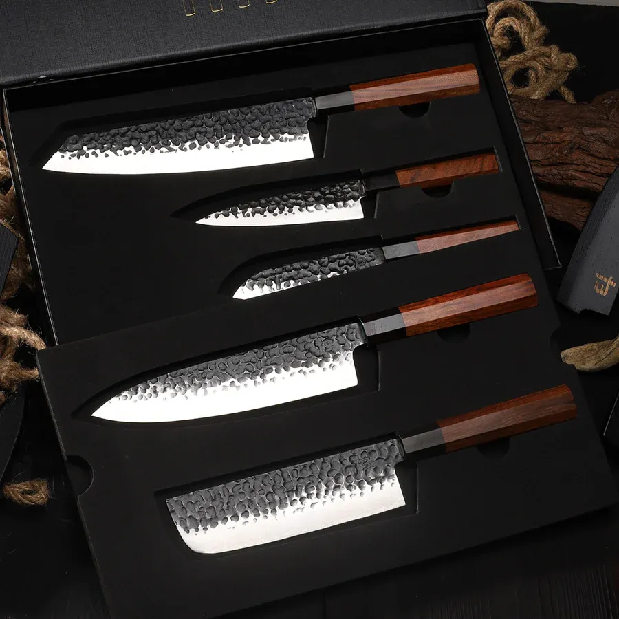 🔪Set de cuțite de bucătar din 5 piese din oțel AUS-10 forjat cu grijă