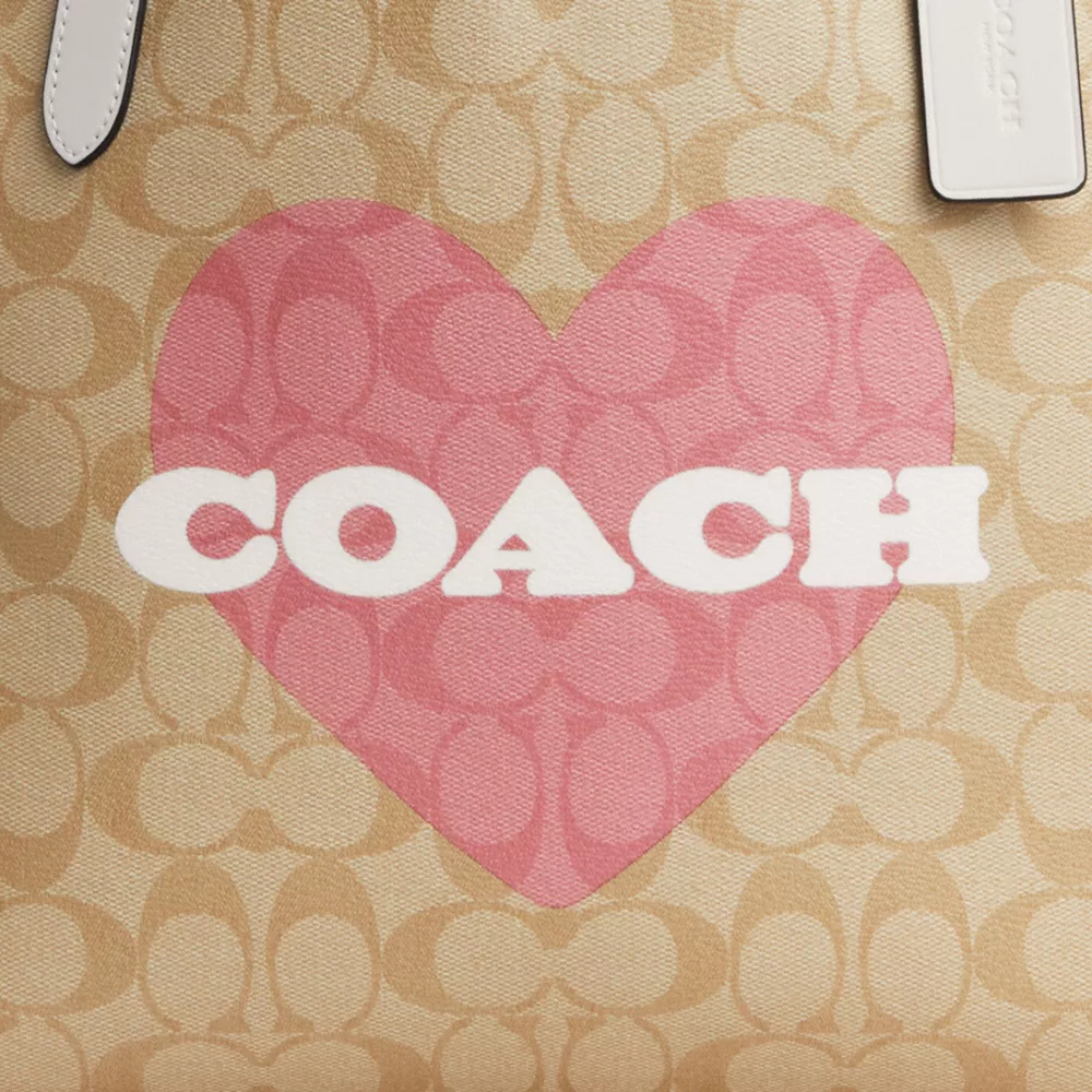 City Tote In Signature Canvas With Heart Print