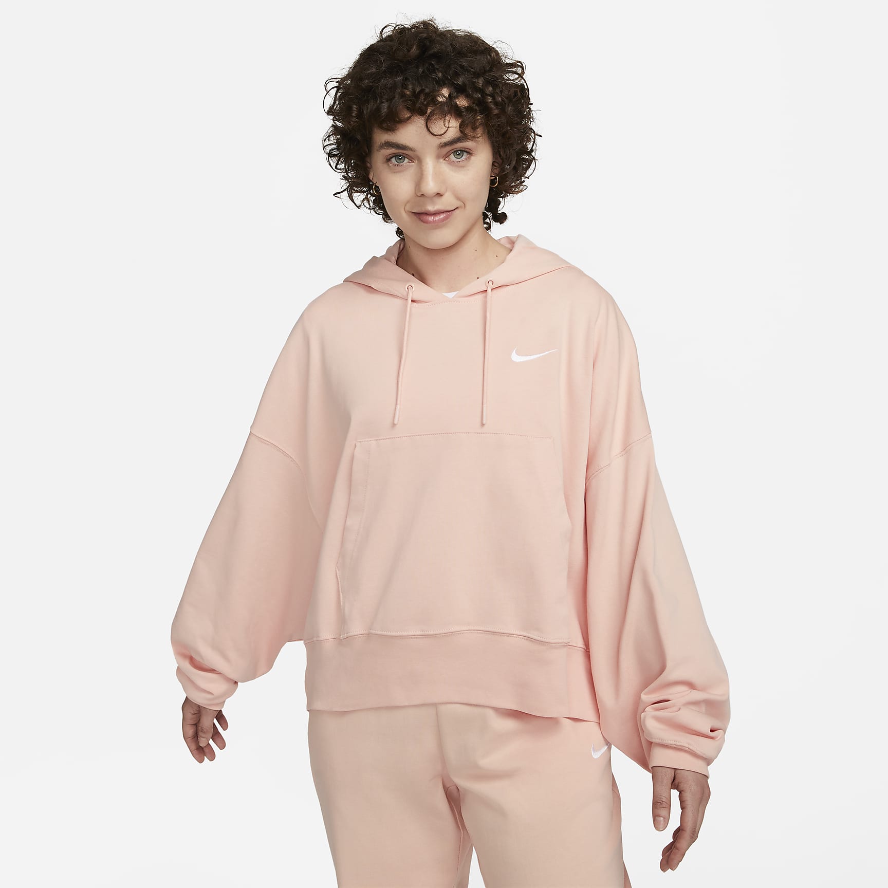 Sportswear - Women's Oversized Jersey Pullover Hoodie