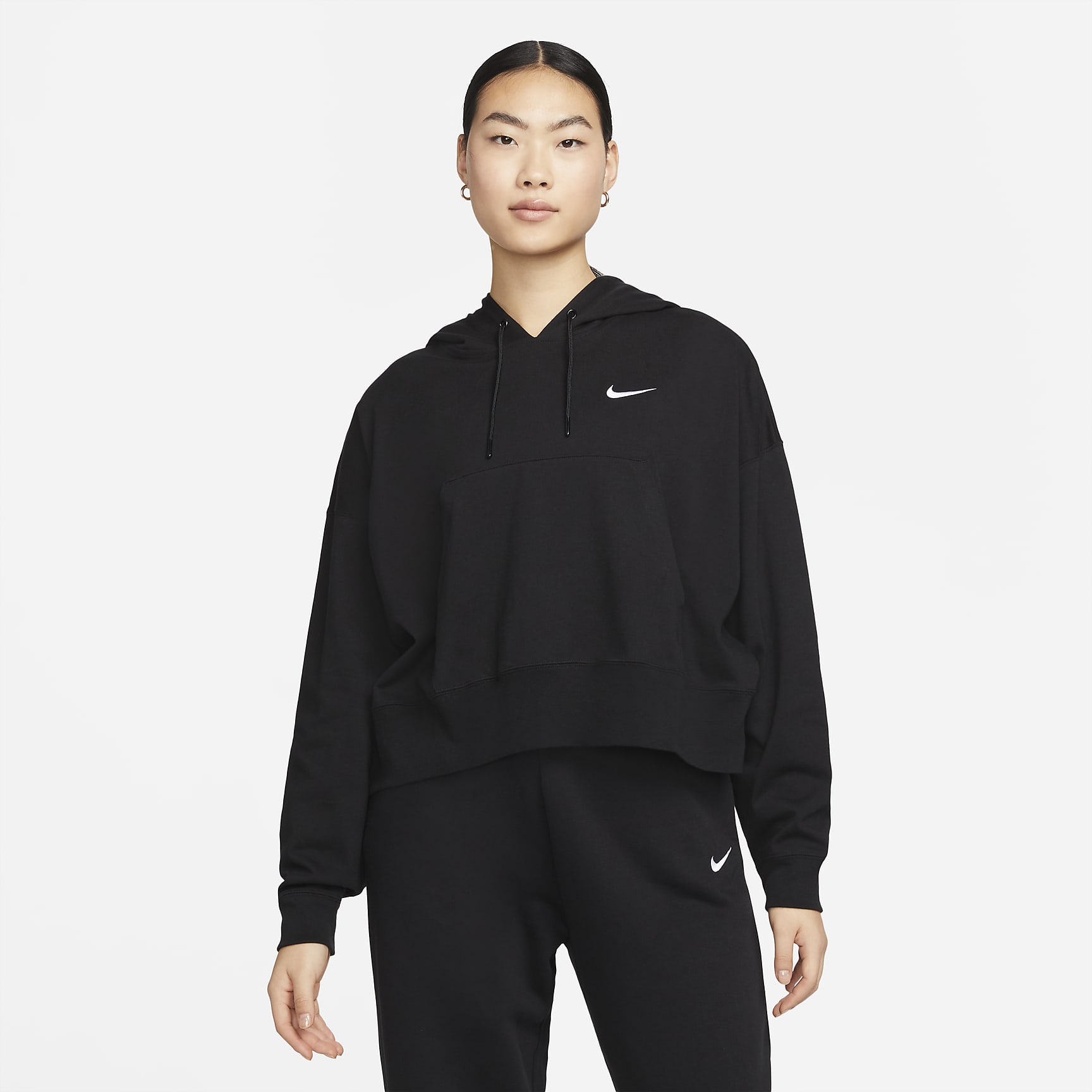 Sportswear - Women's Oversized Jersey Pullover Hoodie