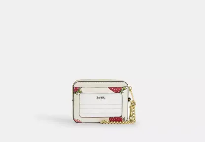 Zip Card Case With Strawberry Print