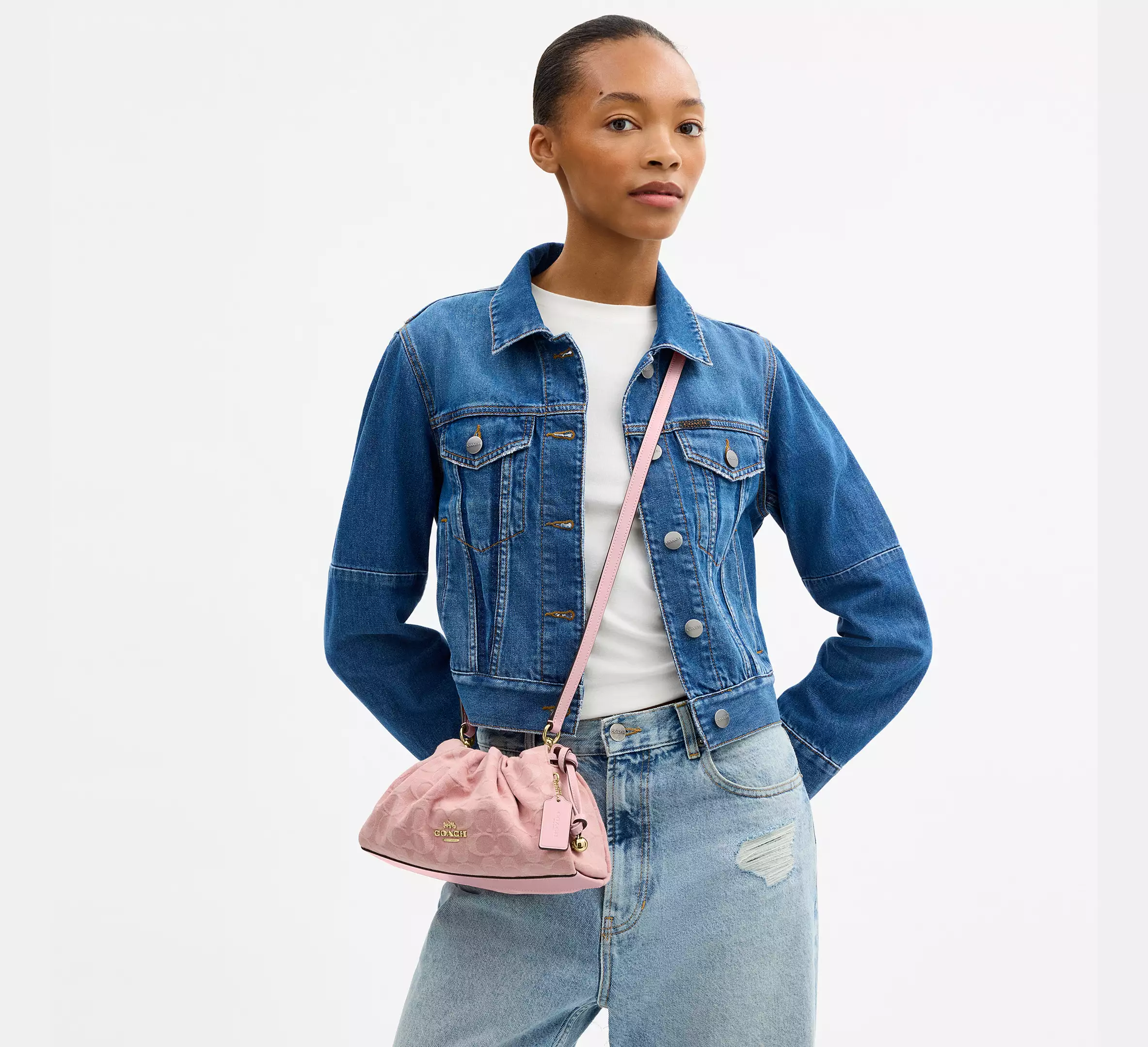 Faye Shoulder Bag In Signature Denim