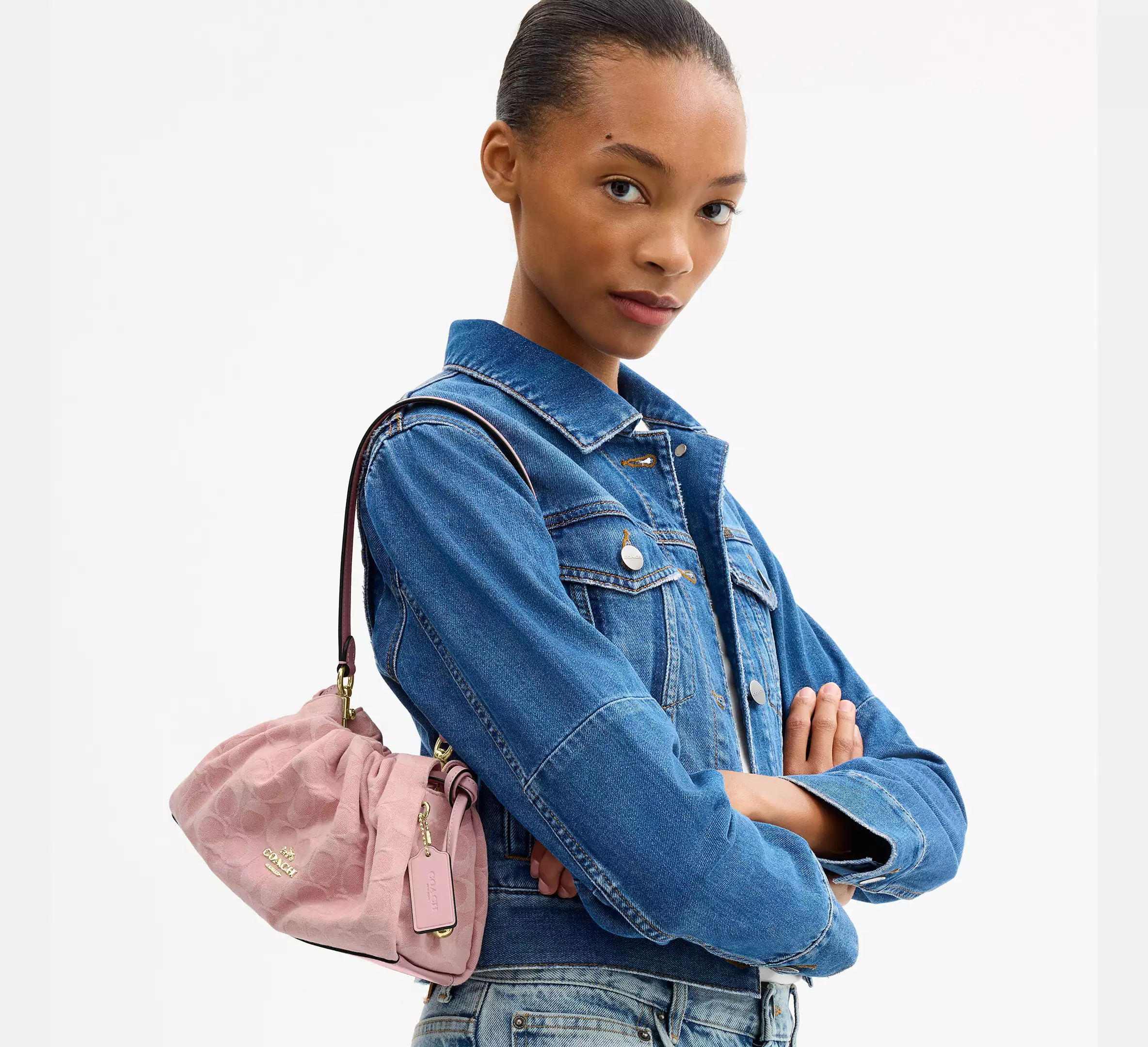 Faye Shoulder Bag In Signature Denim