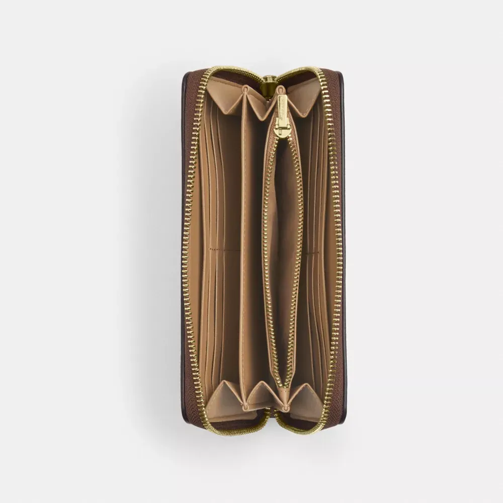 Long Zip Around Wallet In Signature Canvas With Cherry Print