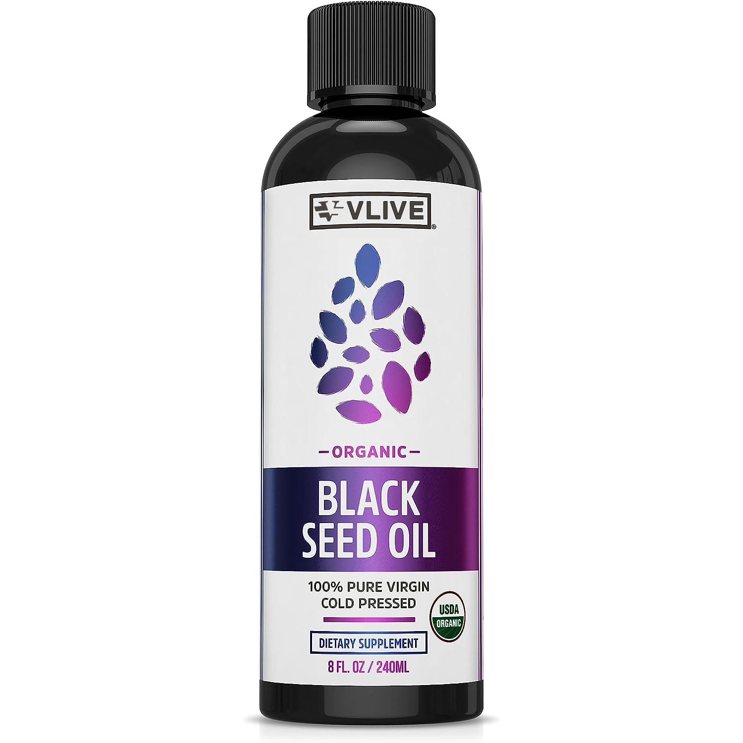 Vlivey®Organic Black Seed Oil | 100% Virgin Cold Pressed Omega 3 6 9 | Super Antioxidant for Immune Support, Joints, Digestion, Hair & Skin | Vegan, Gluten-Free, Non-GMO | 8oz