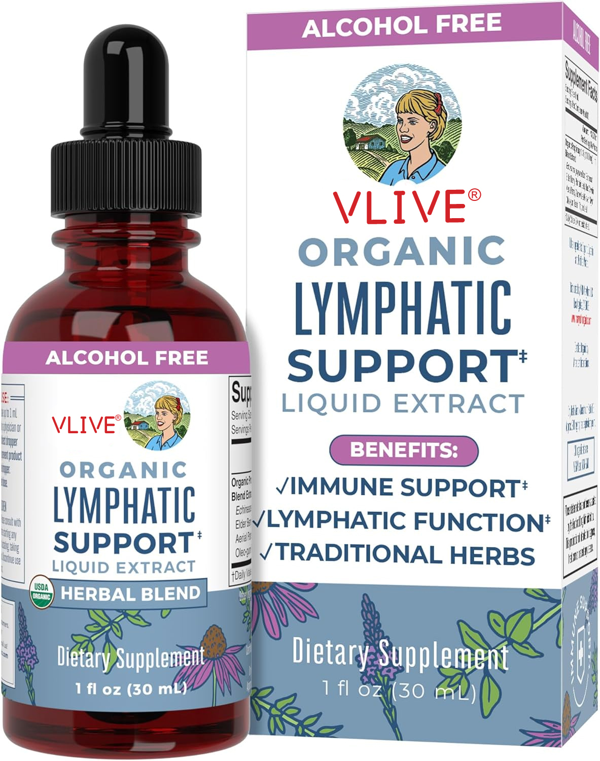 Lymphatic Support Drops | USDA Organic Lymphatic Cleanse for Immune Support | Lymphatic Support Supplement with Echinacea & Elderberry | Antioxidant & Immune Defense | Vegan | Non-GMO | 30 Servings