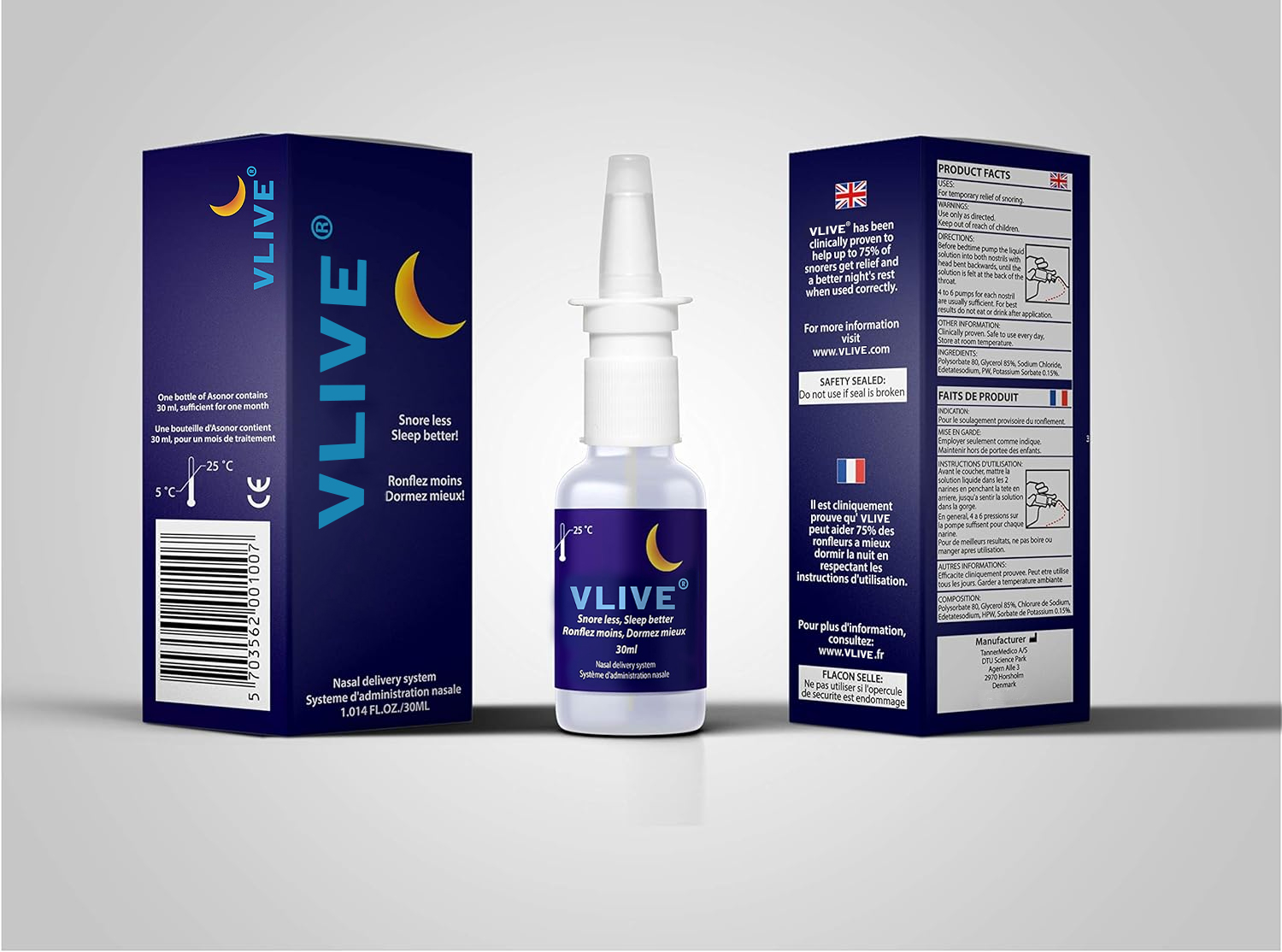 Vlivey®Snoring Nasal Spray - Fast Snore Stopper Drops for Better Sleep, Natural Breathing Relief - Helps Open The Throat & Air Passage While Sleeping - No Pain, Natural Anti Snoring Solution - 30ml