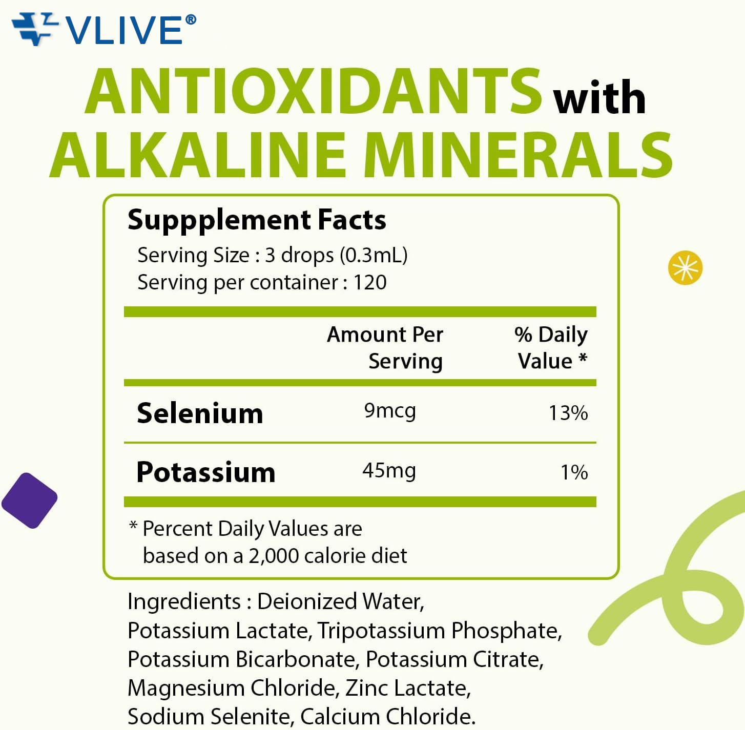 Vlivey®Balance Your pH, Antioxidants Alkaline Mineral Drops, Single 1.25 Oz Pack, Portable, Yields 10 Gallons of alkaline, antioxidant Water, Unflavored, pH Balance, Hydration