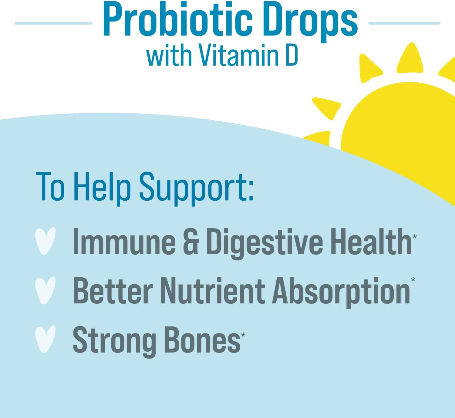 Vlivey®Probiotics + Vitamin D Drops, Promotes Development of Healthy Immune & Digestive Systems in Babies & Infants*, with Vitamin D, Gluten Free & Non-GMO, 9ml
