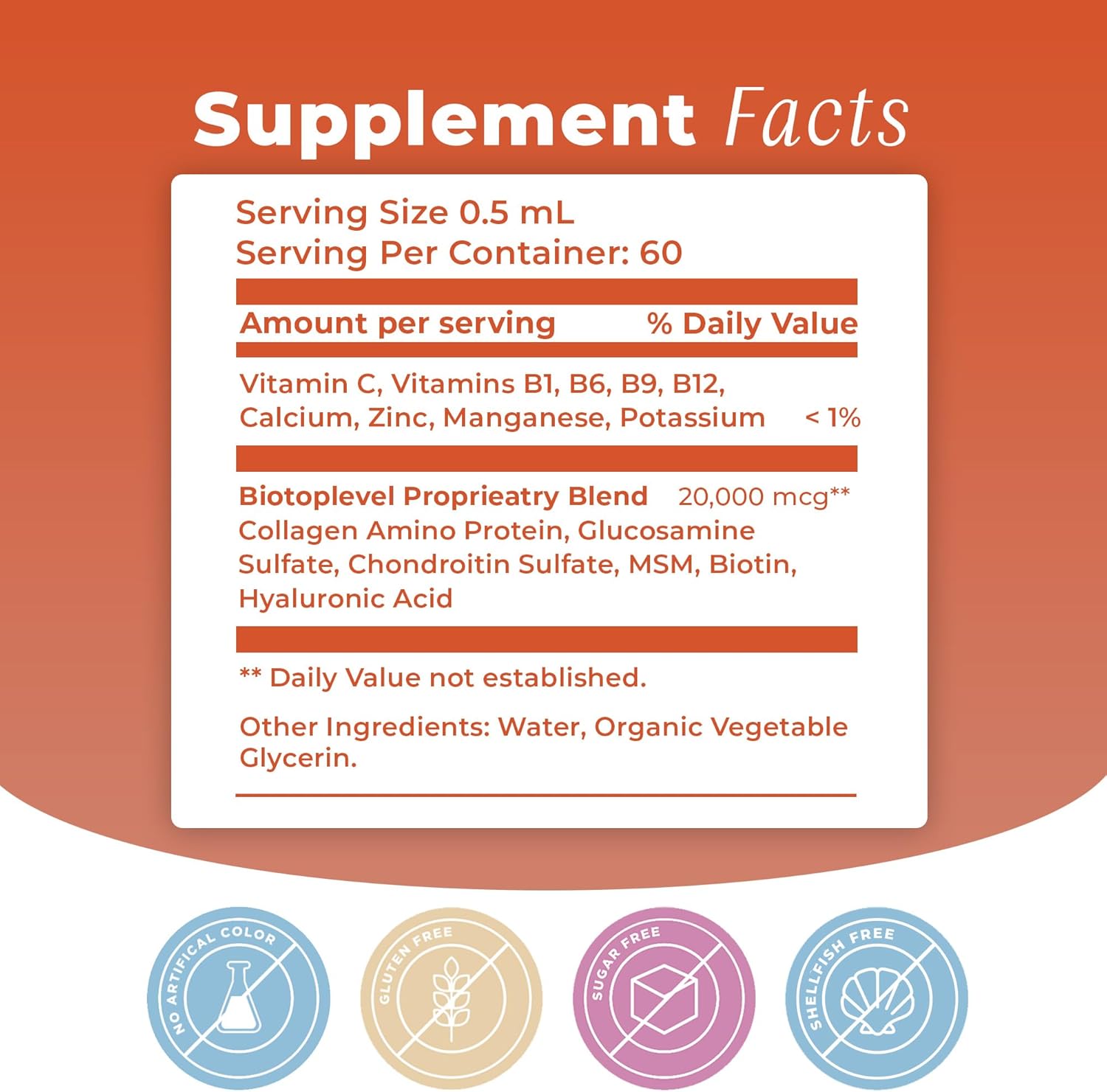 Vlivey®Liquid Glucosamine, Chondroitin, MSM, Biotin, Hyaluronic Acid All in one - Black Glass Dropper - Good Health of Joints, Bones, Hair, Skin and Nails