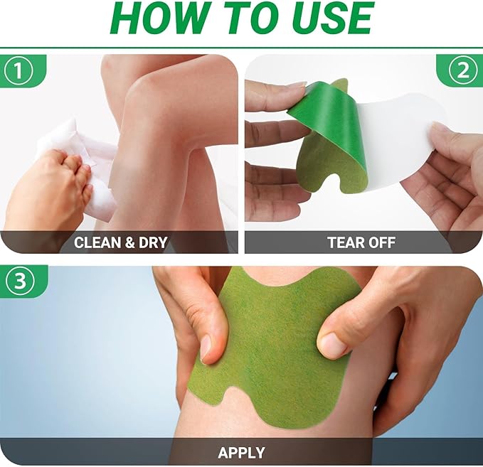 Knee Pain Patches, 24 Count Warming Herbal Plaster Maximum Strength Heat Patches, 8 Hours Deep Heating Extra Strength Joint Soreness Soothing Patch for Knees, Back, Neck, Shoulder