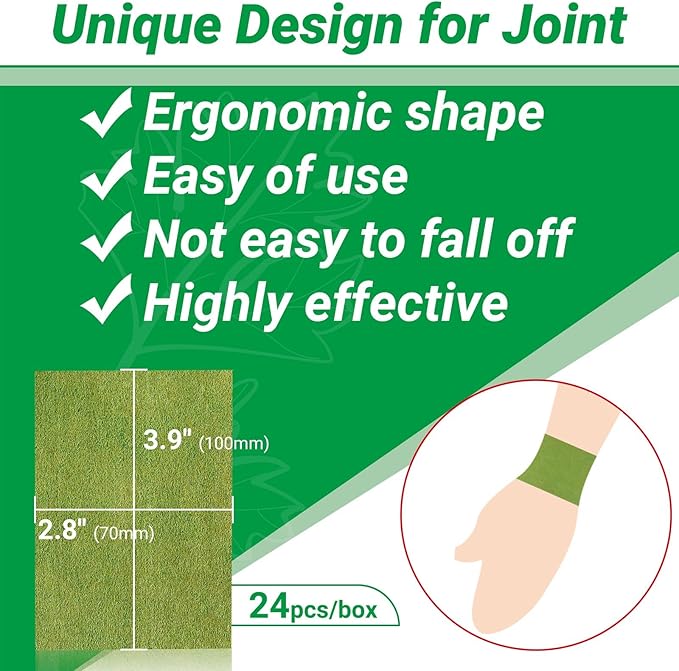 Pain Patches, 24 Count Fast Acting Heat Patches, 8 Hour Deep Soothing for Joint Soreness, Knee, Back, Neck, Shoulder with Natural Warming Herbal Plaster