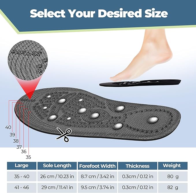 Magnetic Insoles, Orthopedic Insoles for Acupressure, for Acupressure Magnetic Massage Insoles Footwear Insoles for Men Women, Prevention of Fasciitis (41-46)
