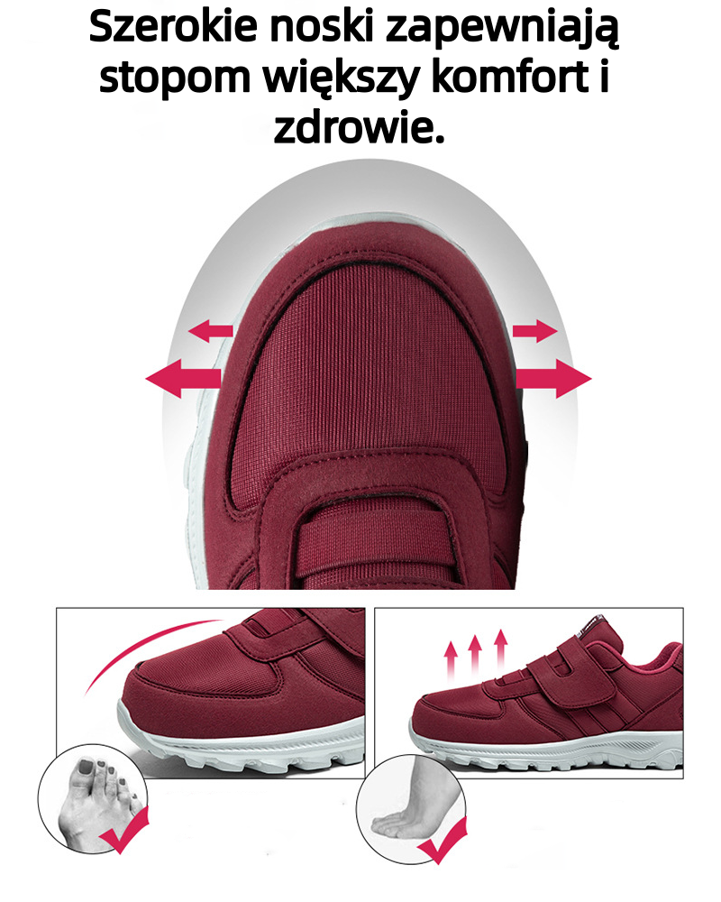 🔥Buty do chodzenia zaprojektowane specjalnie dla osób w średnim i starszym wieku ✅Wsparcie łuku stopy - koryguje różne problemy stóp ✅Wygodne i oddychające - podeszwa antypoślizgowa i amortyzująca wstrząsy - łatwe zakładanie i zdejmowanie